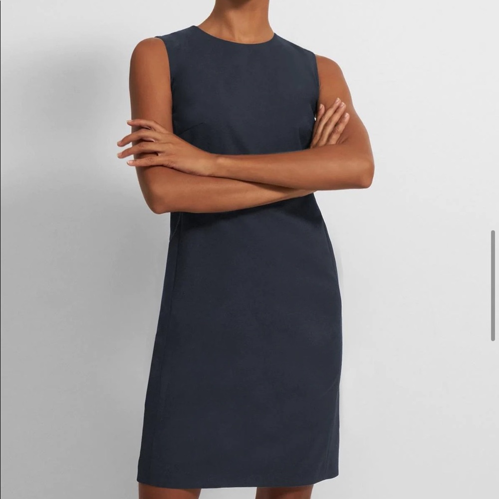 Theory Good Wool sheath sleeveless dress, Navy size 2
